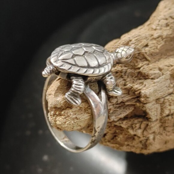 Turtle Tortoise Design Ring Moving Parts Articulated Sterling Silver 925 Nature - Picture 11 of 14